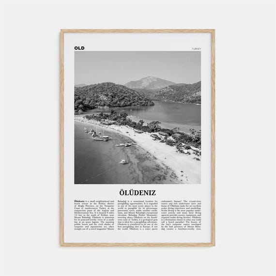 Oludeniz Black and White Travel Poster, Turkey