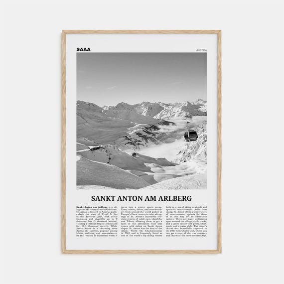 Sankt Anton Am Arlberg Black and White Travel Poster
