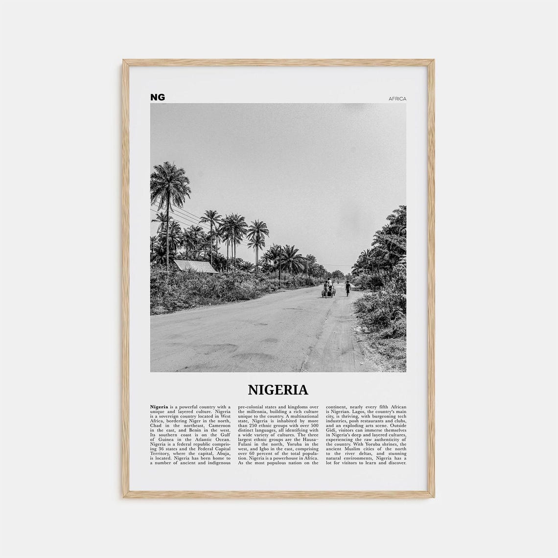 Nigeria Black and White No. 1 Art Print, Abuja Lagos