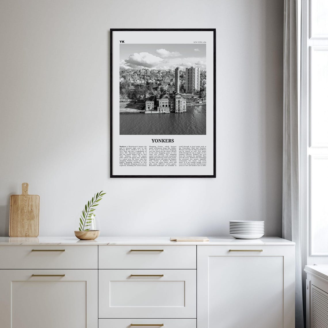 Yonkers Black and White Travel Poster, New York USA - Image 2