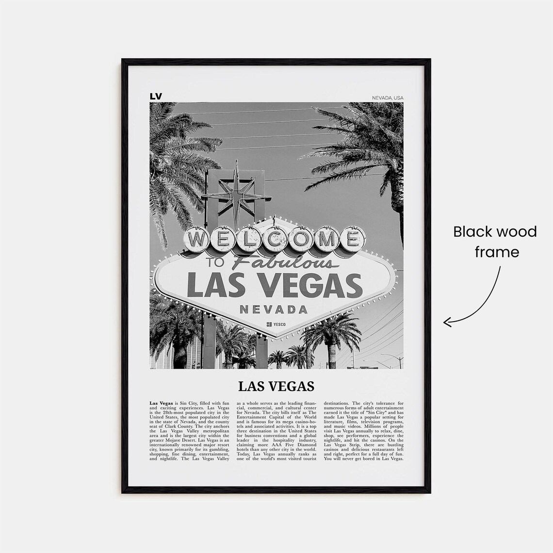 Las Vegas Black and White No. 3 Travel Poster - Image 3