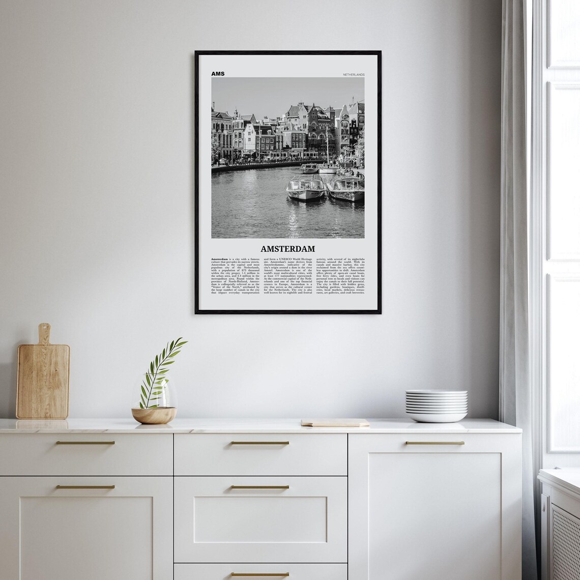 Amsterdam Black And White Travel Poster, Netherlands - Image 2
