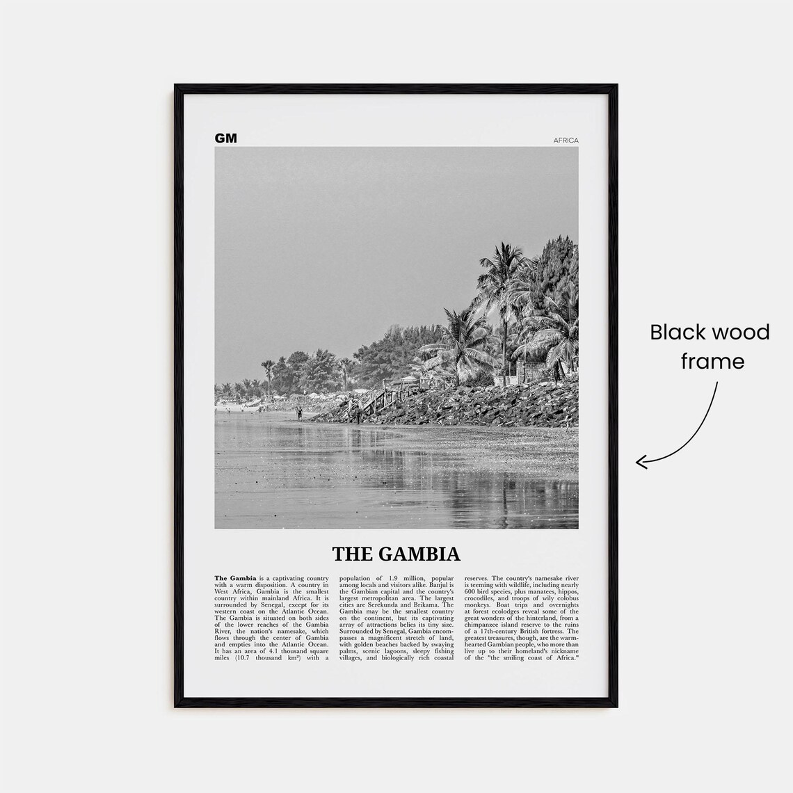 The Gambia Black And White Travel Poster, Africa - Image 3