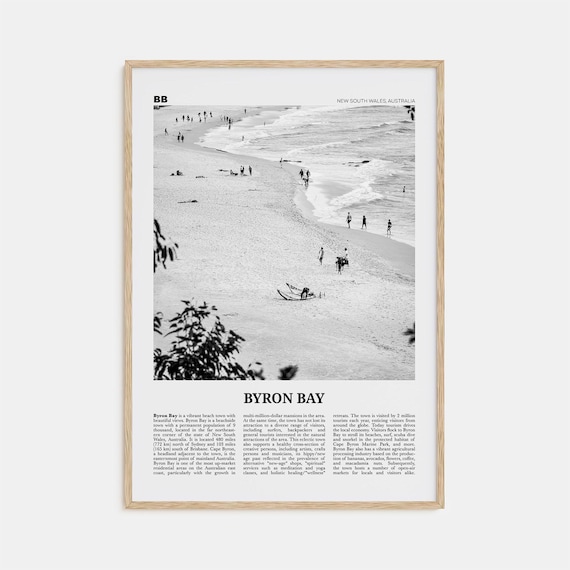 Byron Bay Black and White Travel Poster, Australia