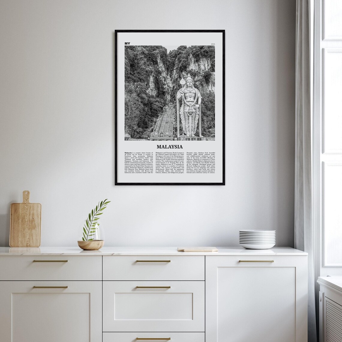 Malaysia Black and White Travel Poster, Kuala Lumpur - Image 2