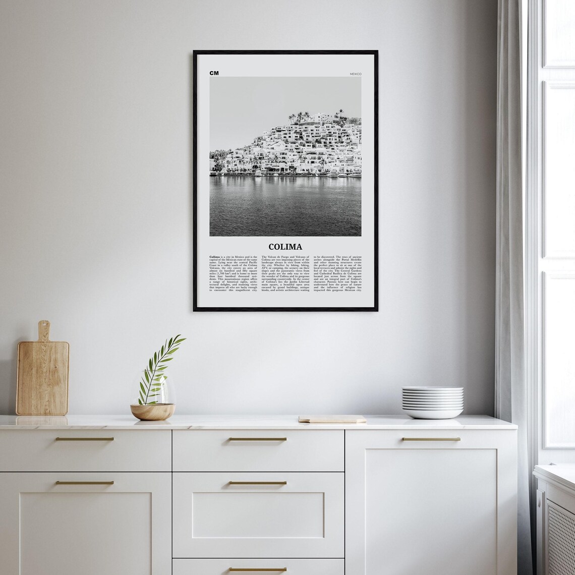 Colima Black And White Map Art Print - Image 2