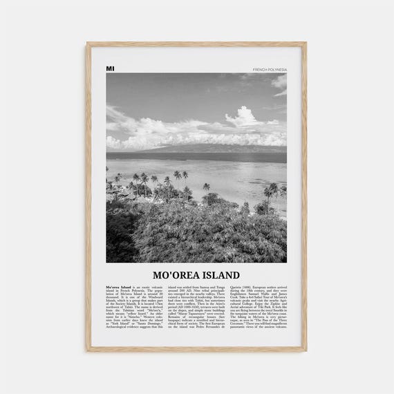 Moorea Island Black And White Travel Poster