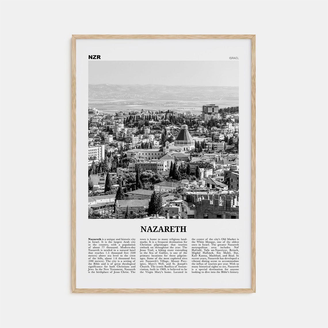 Nazareth Black and White Art Print, Israel