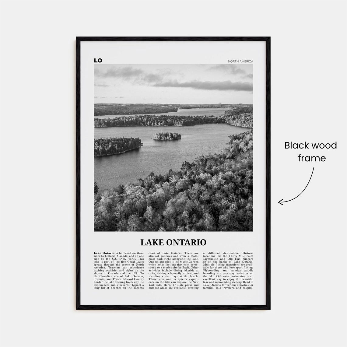 Lake Ontario Print Black And White Lake Ontario Wall Art Lake Ontario Poster Lake Ontario Photo Lake Ontario Wall Dcor North America - Image 3