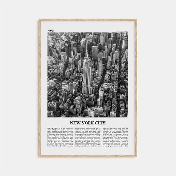 New York City No. 2 Black and White Travel Poster