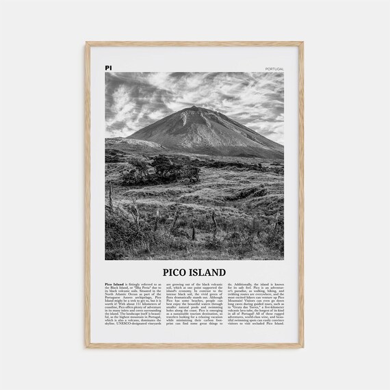 Pico Island Black and White Travel Poster, Portugal