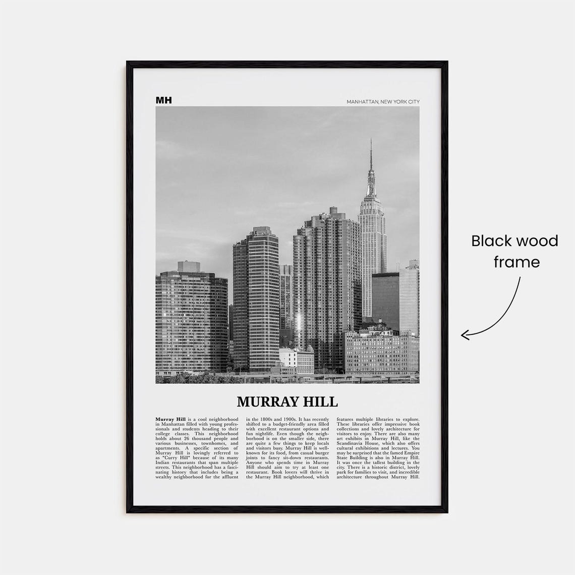 Murray Hill Black and White Travel Poster, NYC - Image 3