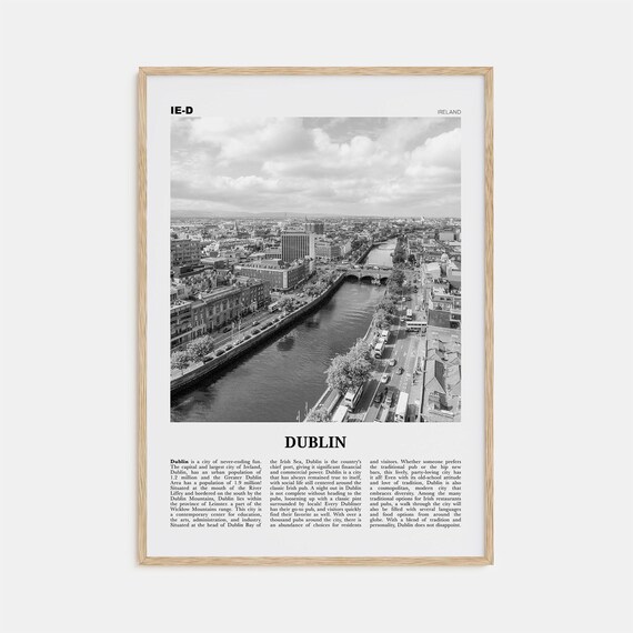 Dublin Black and White Travel Poster No. 2, Ireland