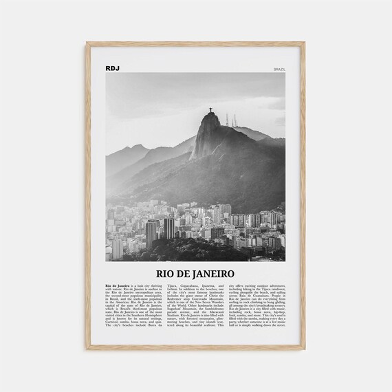 Rio de Janeiro Corcovado Christ Skyline Black and White Poster
