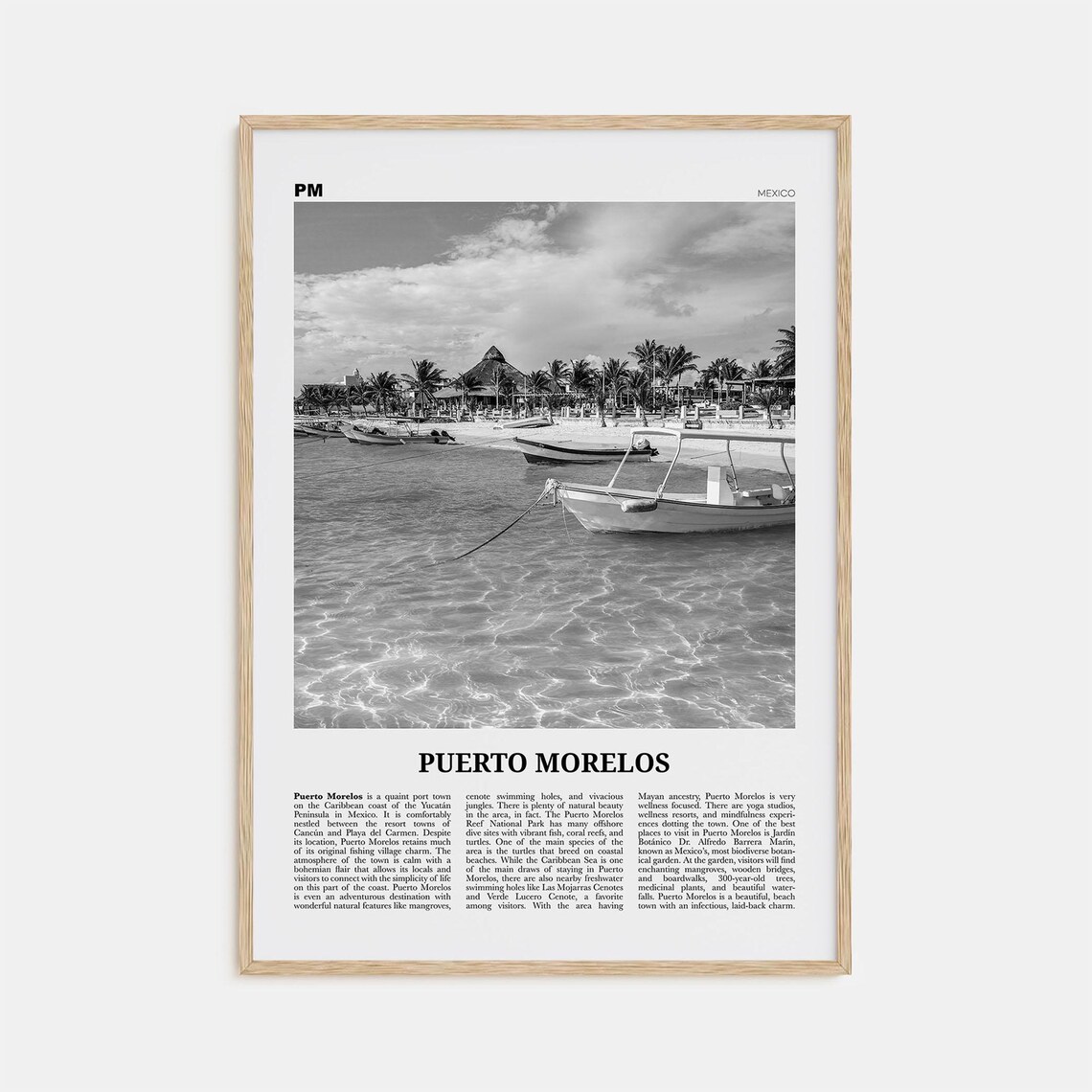 Puerto Morelos Print Black And White Puerto Morelos Wall Art Puerto Morelos Poster Puerto Morelos Photo Puerto Morelos Dcor Mexico