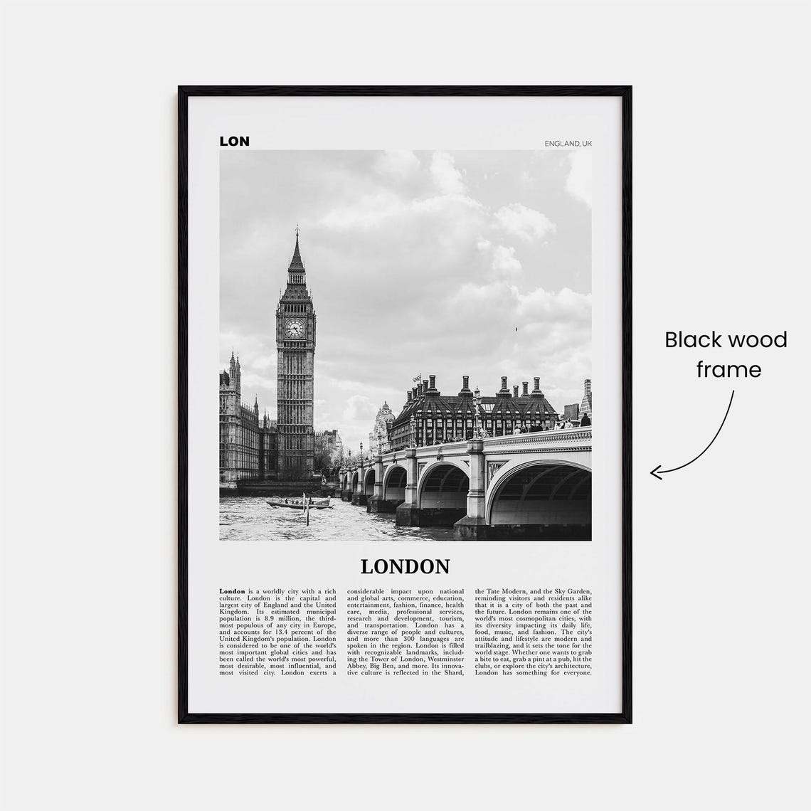 London Black and White Travel Poster, England No. 1 - Image 3