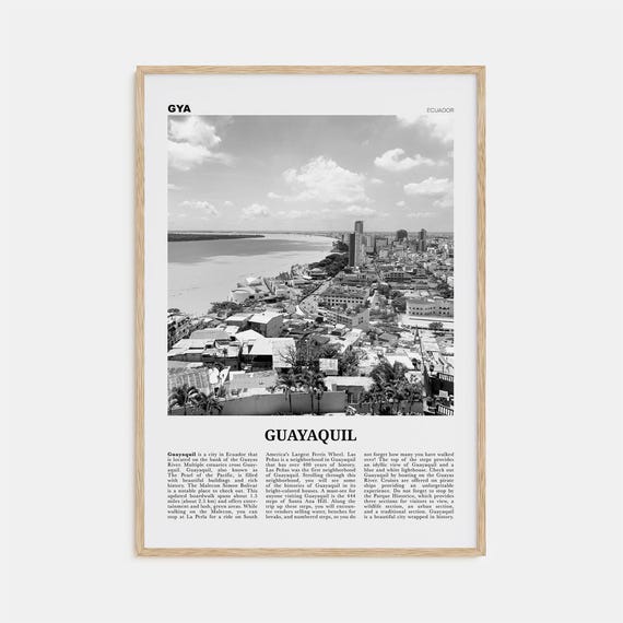 Guayaquil Black and White Travel Poster, Ecuador