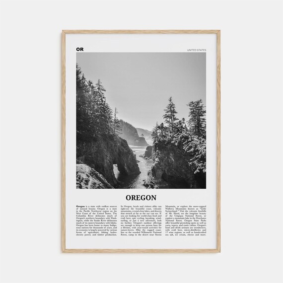 Oregon Black and White Travel Poster, Wall Art