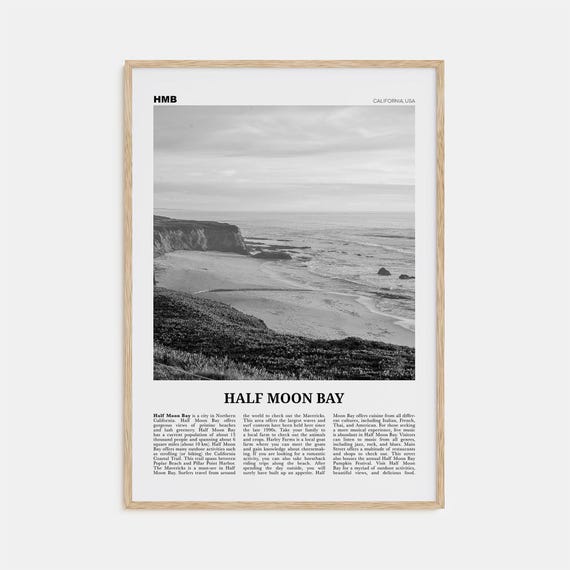 Half Moon Bay, Black And White Travel Poster