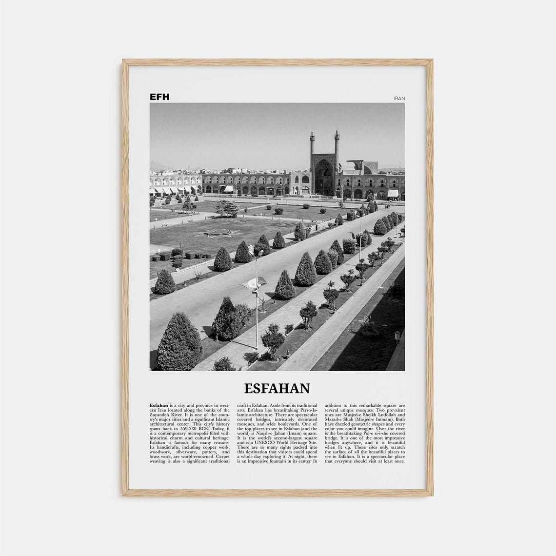 Esfahan Black And White Travel Poster, Iran