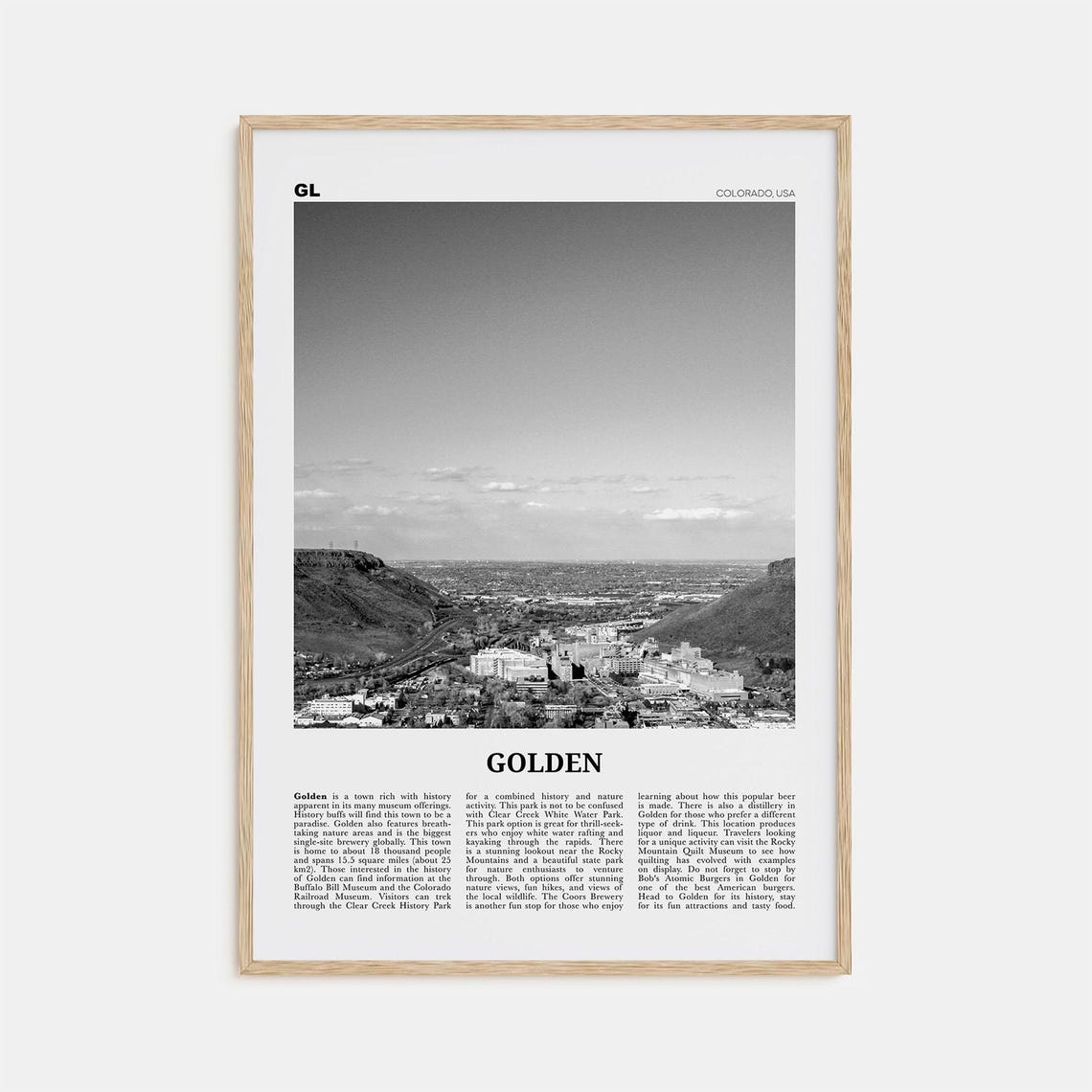 Golden Print Black And White Golden Wall Art Golden Poster Golden Photo Golden Wall Dcor Golden Map Colorado Usa