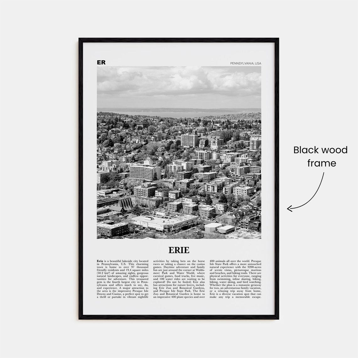 Erie Print Black And White Erie Wall Art Erie Poster Erie Photo Erie Wall Dcor Pennsylvania Usa United States - Image 3