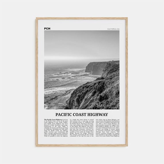 Pacific Coast Highway No. 1 Black And White Art Print