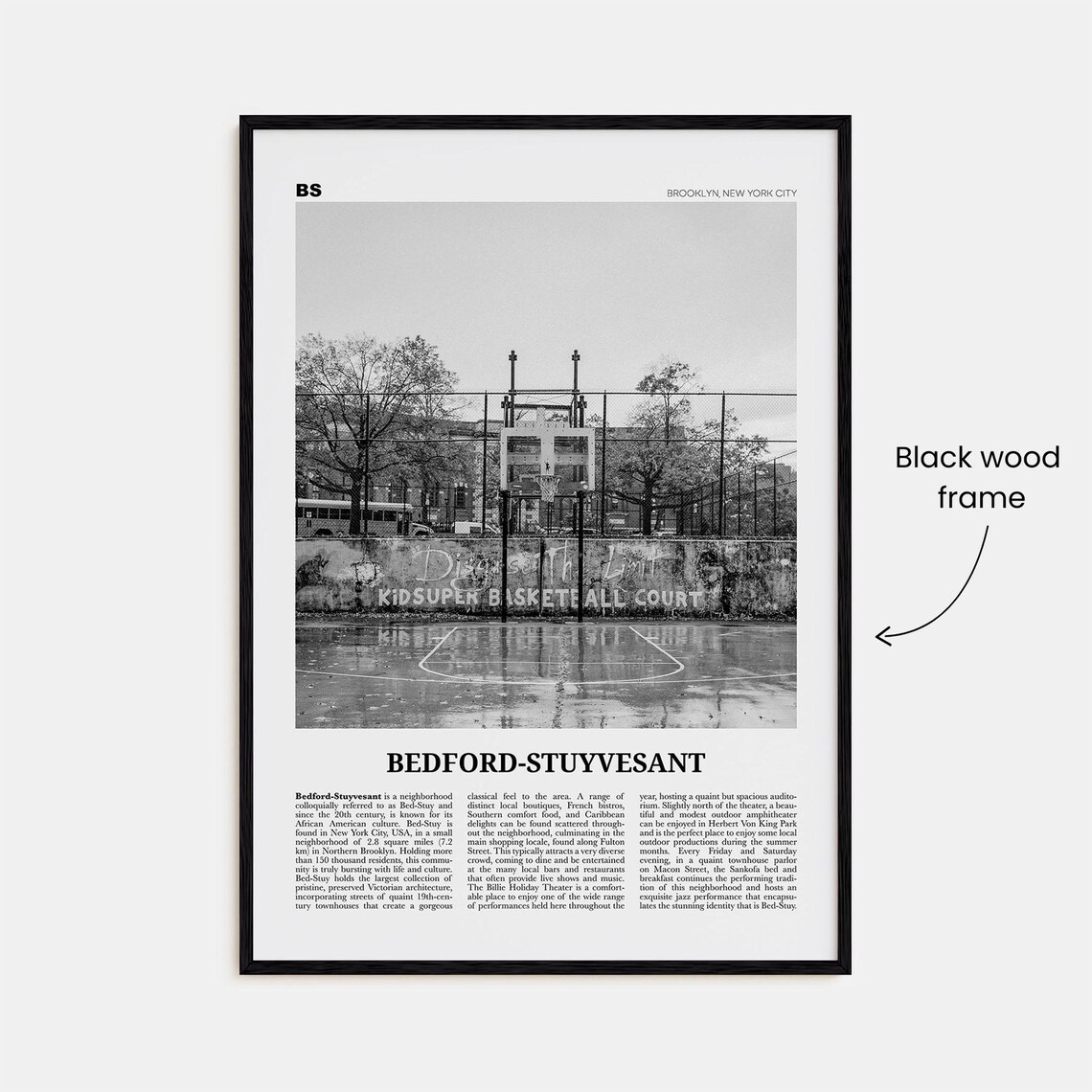 Bedford Stuyvesant Black and White Travel Poster - Image 3