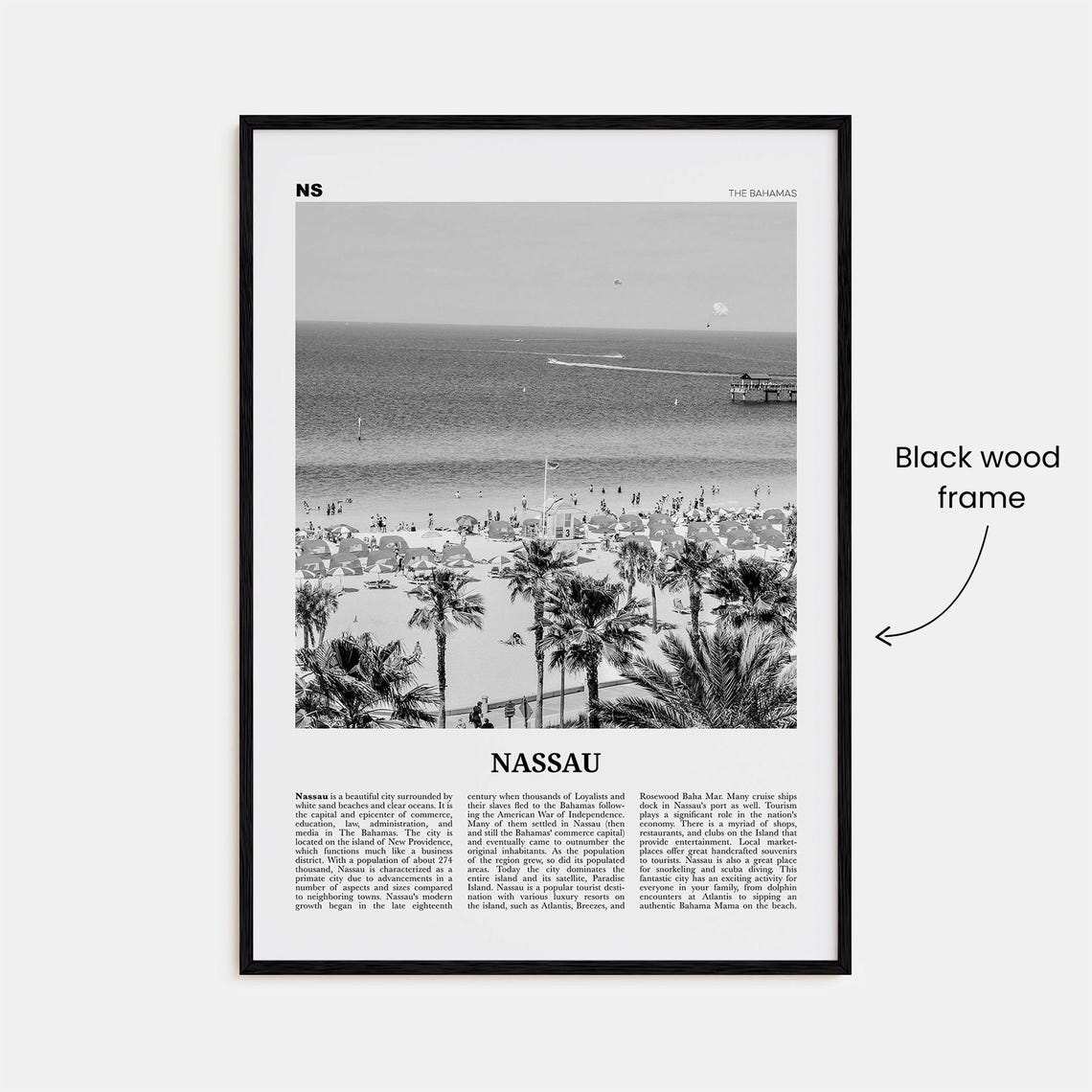 Nassau Black And White Travel Poster, New Providence - Image 3