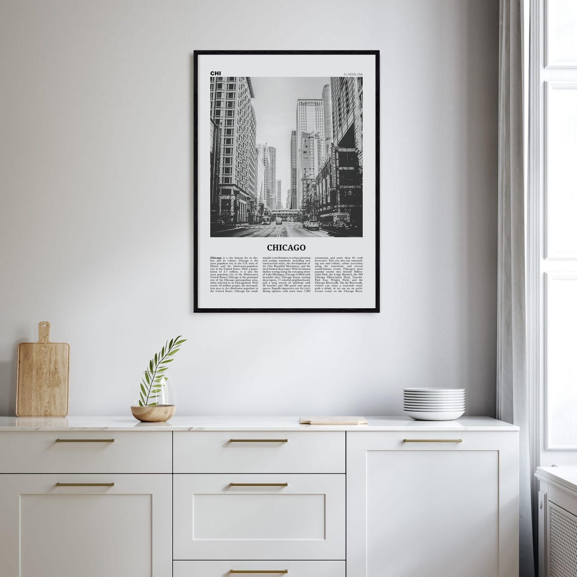 Chicago Black and White Travel Poster, Illinois USA - Image 2
