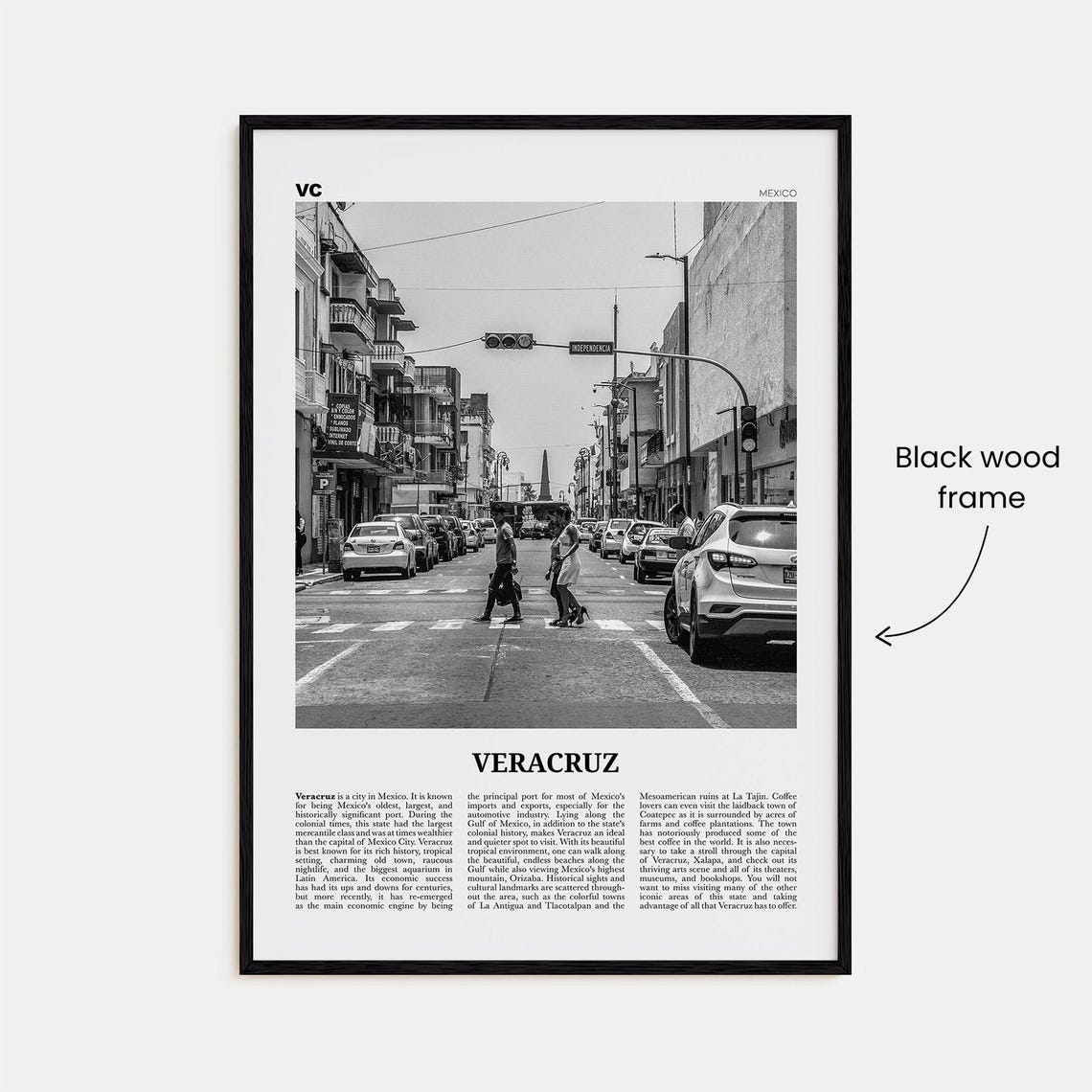 Veracruz, Mexico Travel Poster, Black and White - Image 3