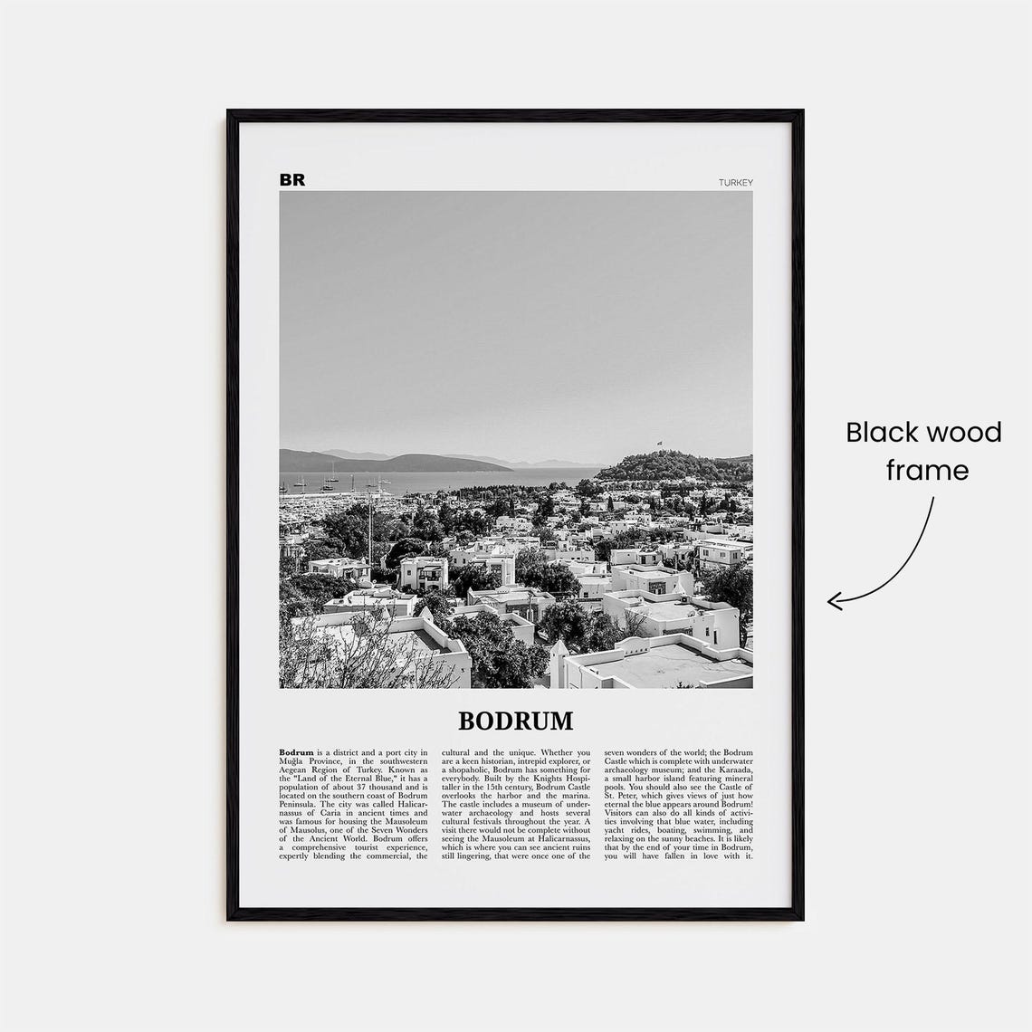 Bodrum Black and White Travel Poster, Türkiye Wall Art - Image 3