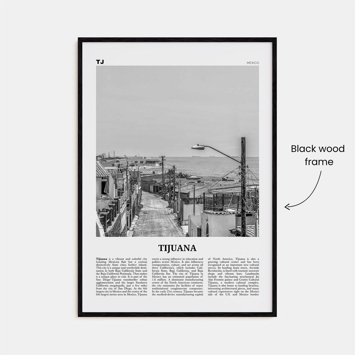 Tijuana Black and White Travel Poster, Baja California - Image 3