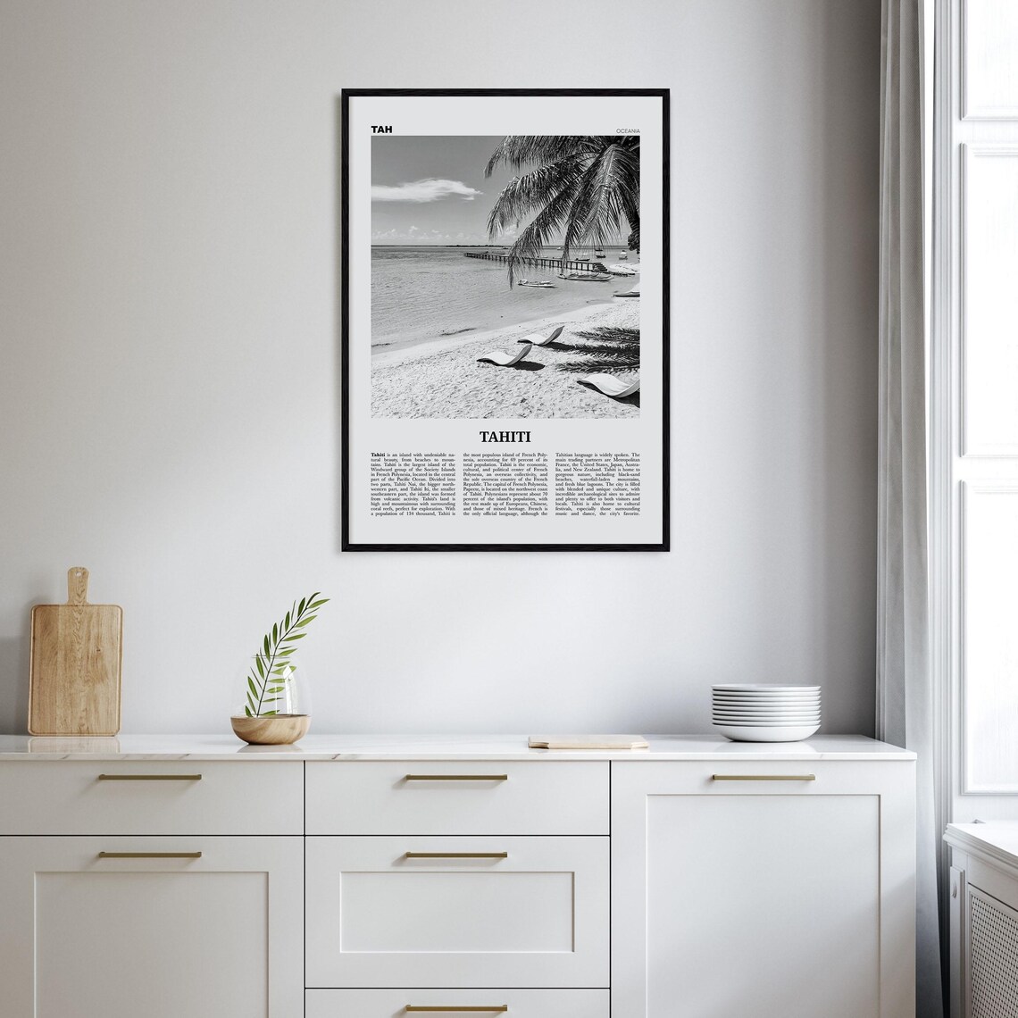 Tahiti Black and White Travel Poster, Oceania - Image 2
