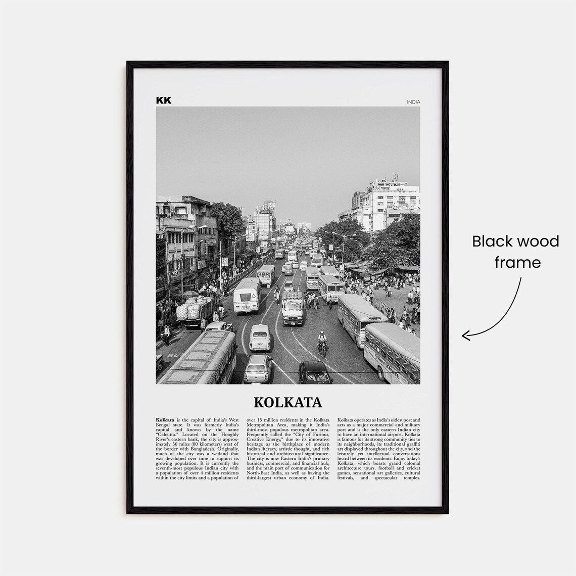 Kolkata Black And White Travel Poster, West Bengal - Image 3