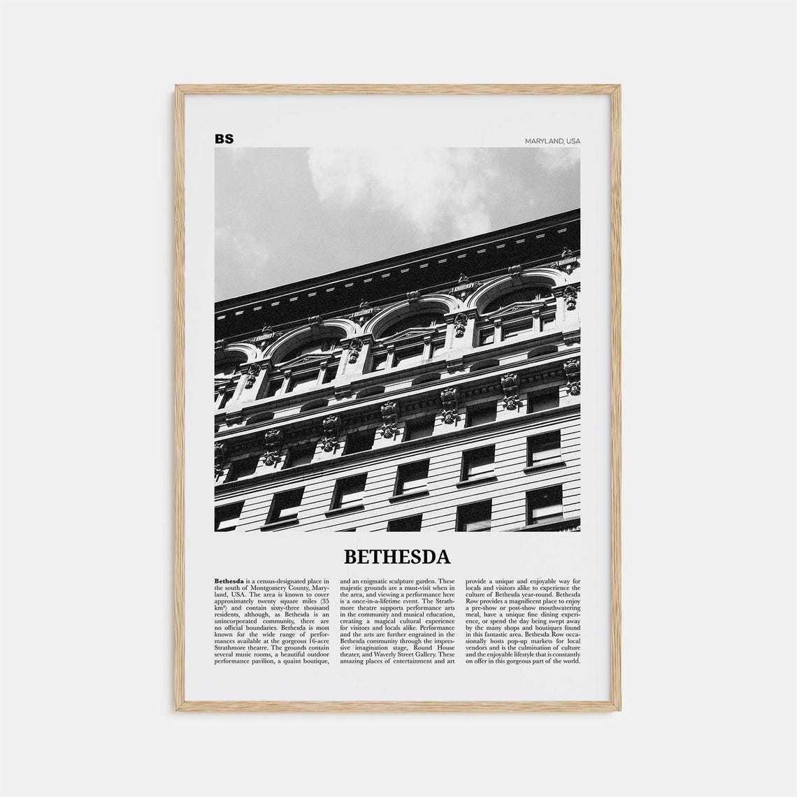 Bethesda Print Black And White Bethesda Wall Art Bethesda Poster Bethesda Photo Bethesda Map Maryland Usa United States