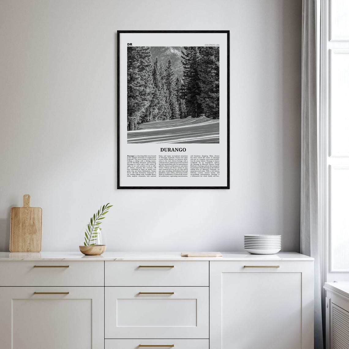 Durango Black and White Travel Poster, Colorado - Image 2