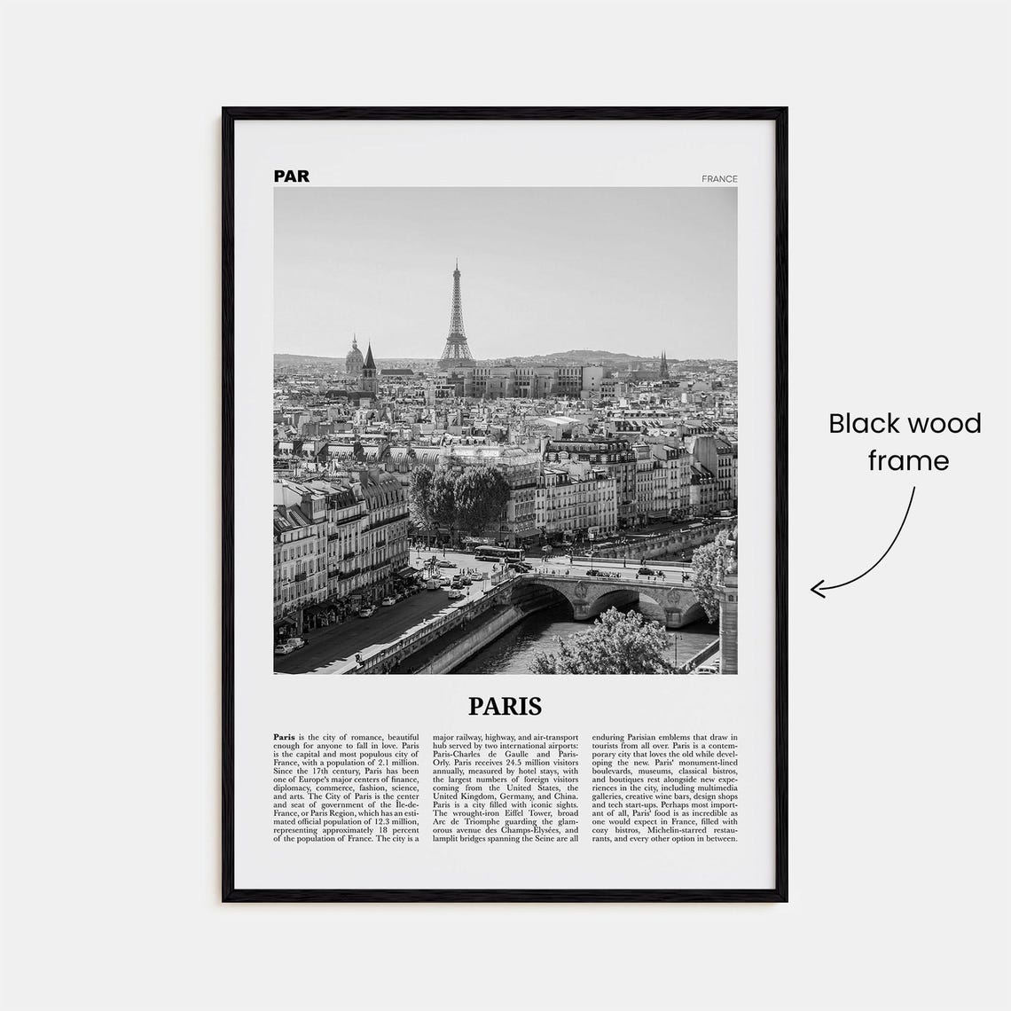 Paris Black and White No. 2 Travel Poster, France - Image 3