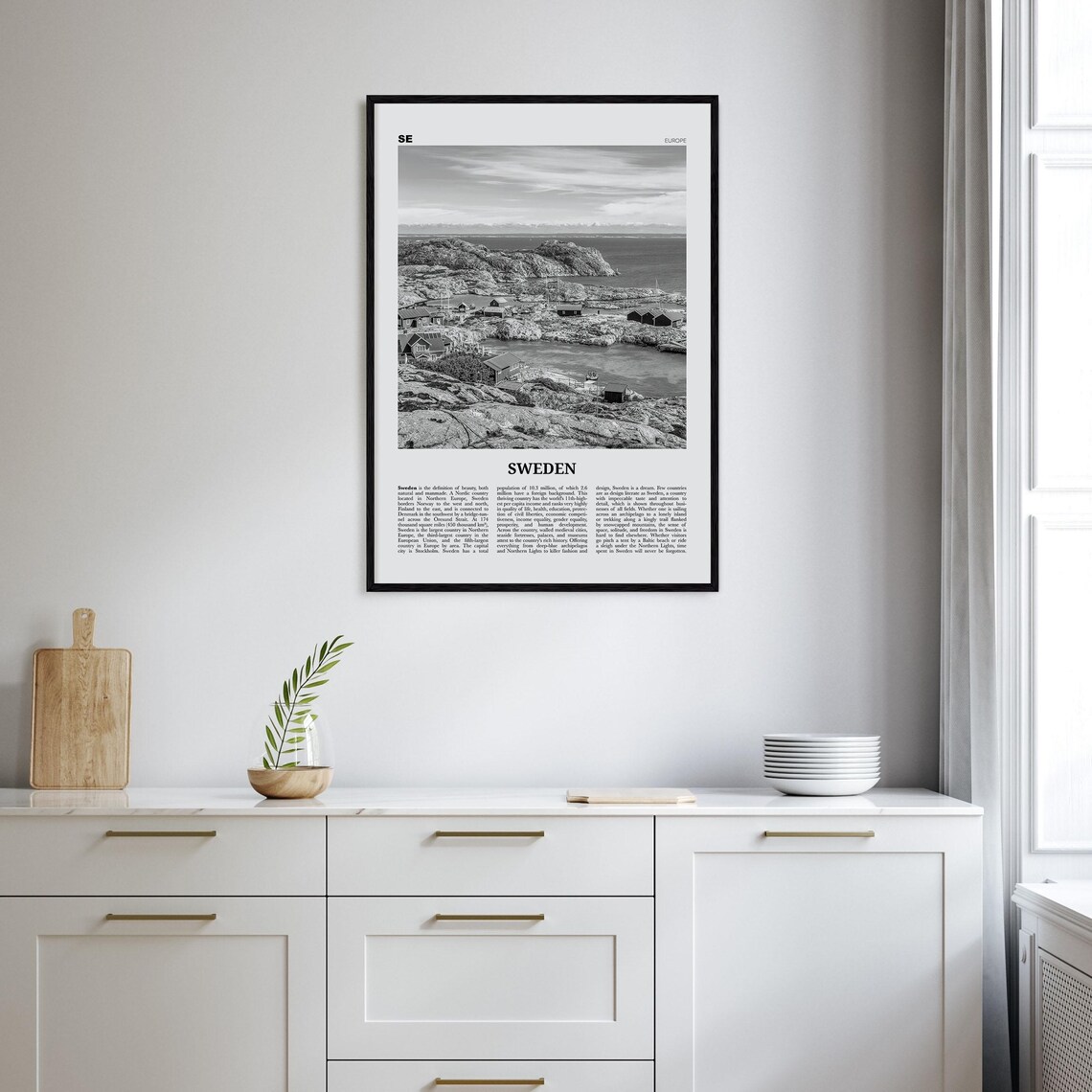 Black and White Sweden Travel Poster, Stockholm Europe - Image 2