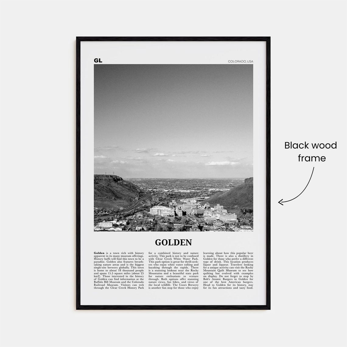 Golden Print Black And White Golden Wall Art Golden Poster Golden Photo Golden Wall Dcor Golden Map Colorado Usa - Image 3
