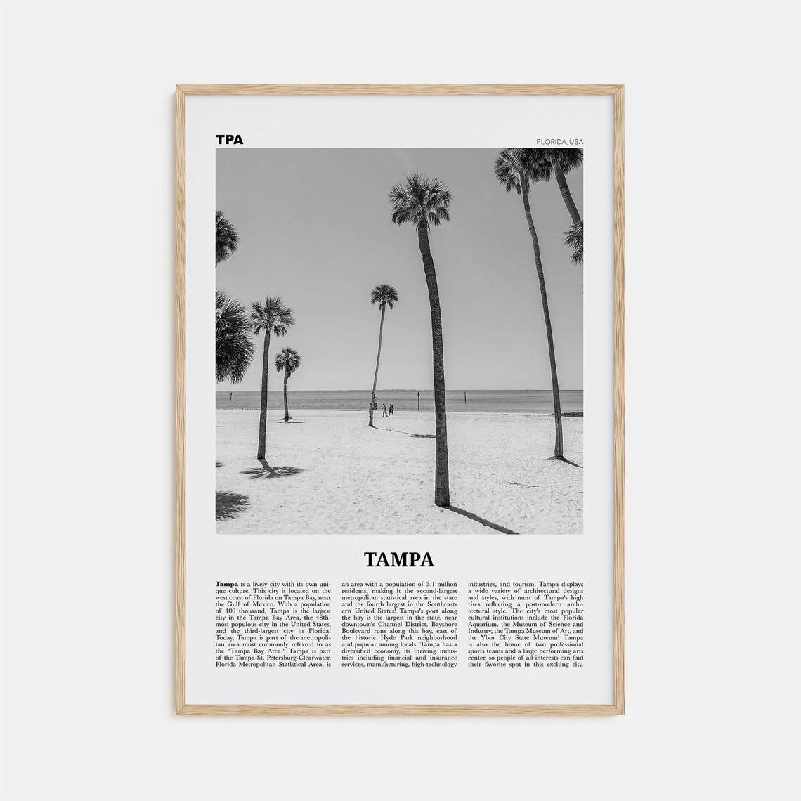 Tampa Print Black And White No 2 Tampa Wall Art Tampa Poster Tampa Photo Tampa Wall Decor Florida Usa United States North America