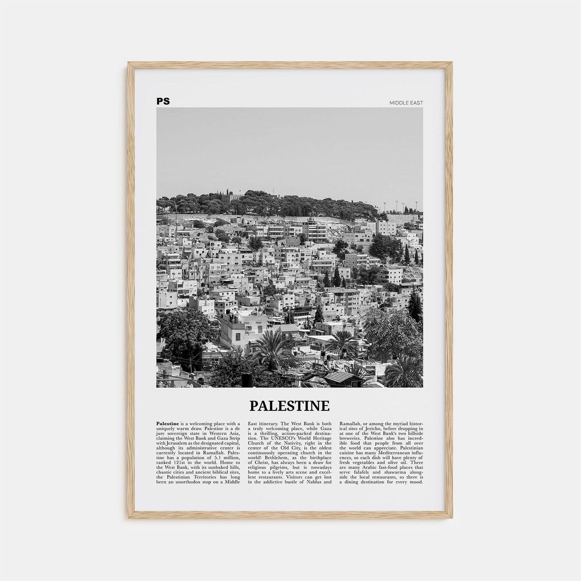 Palestine Black and White Poster Print, Jerusalem