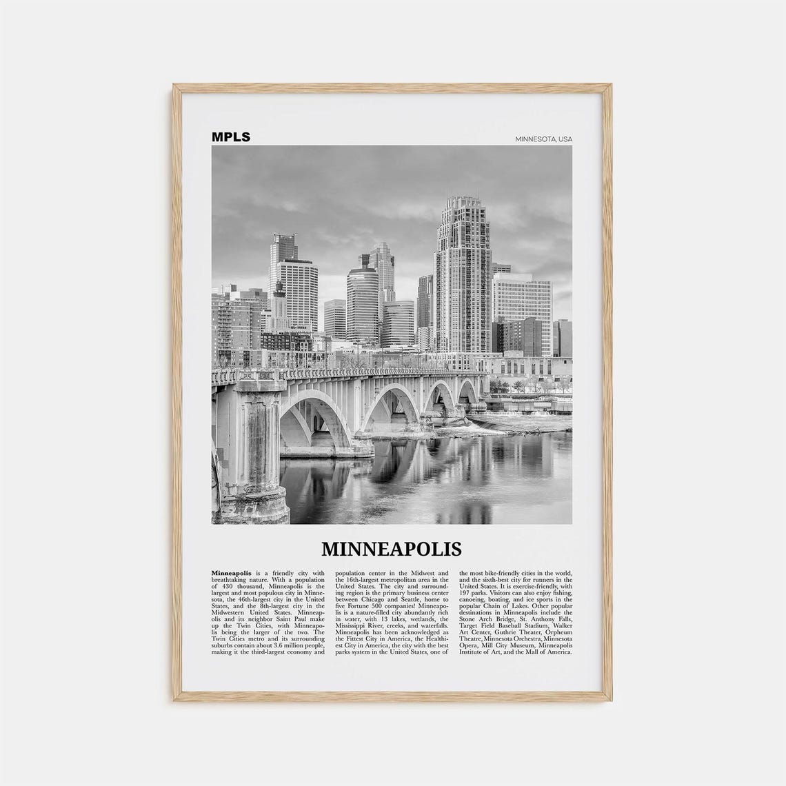 Minneapolis Black and White No. 3 Travel Poster