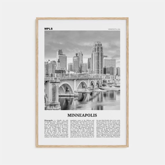 Minneapolis Black and White No. 3 Travel Poster