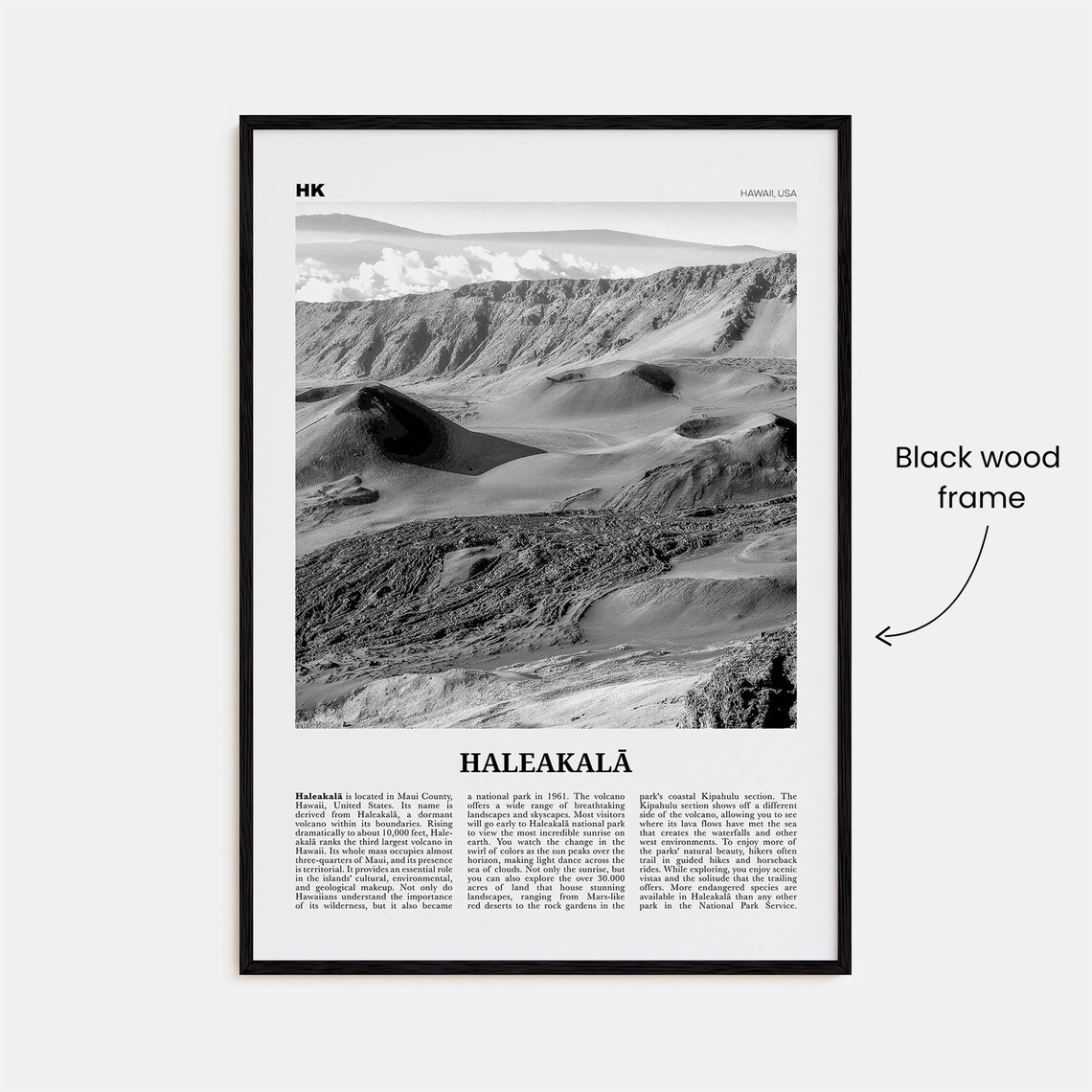 Haleakala Black and White Travel Poster, Hawaii - Image 3