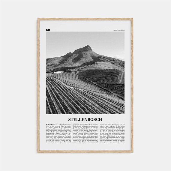 Stellenbosch Black and White Travel Poster, Map