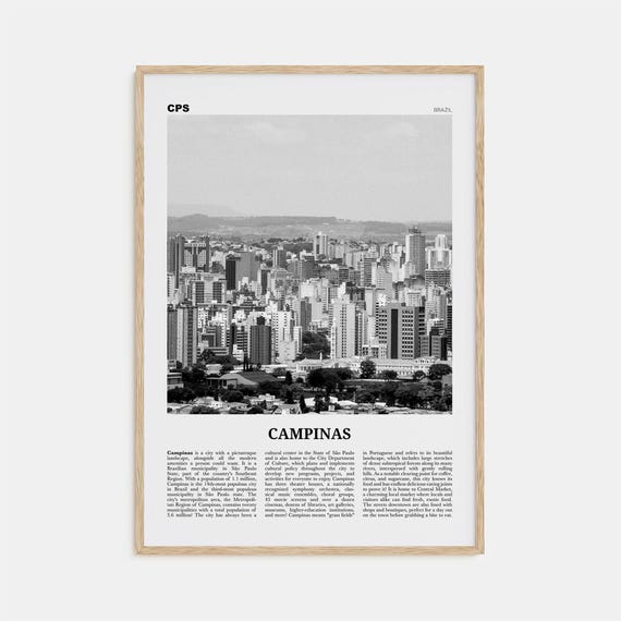 Campinas Black and White Travel Poster, Brazil