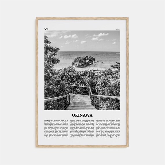 Okinawa Island Black and White Travel Poster