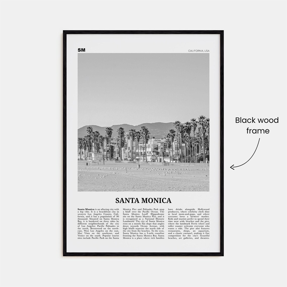 Santa Monica Black and White No. 2 Poster Print - Image 3