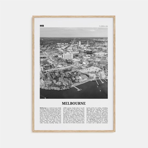 Melbourne Florida Map, Black and White Travel Poster